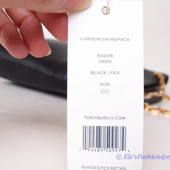 ❤️ NWT Tory Burch Carson Swingpack Chain Leather Shoulder Bag BLACK AUTHENTIC - Picture 12 of 15